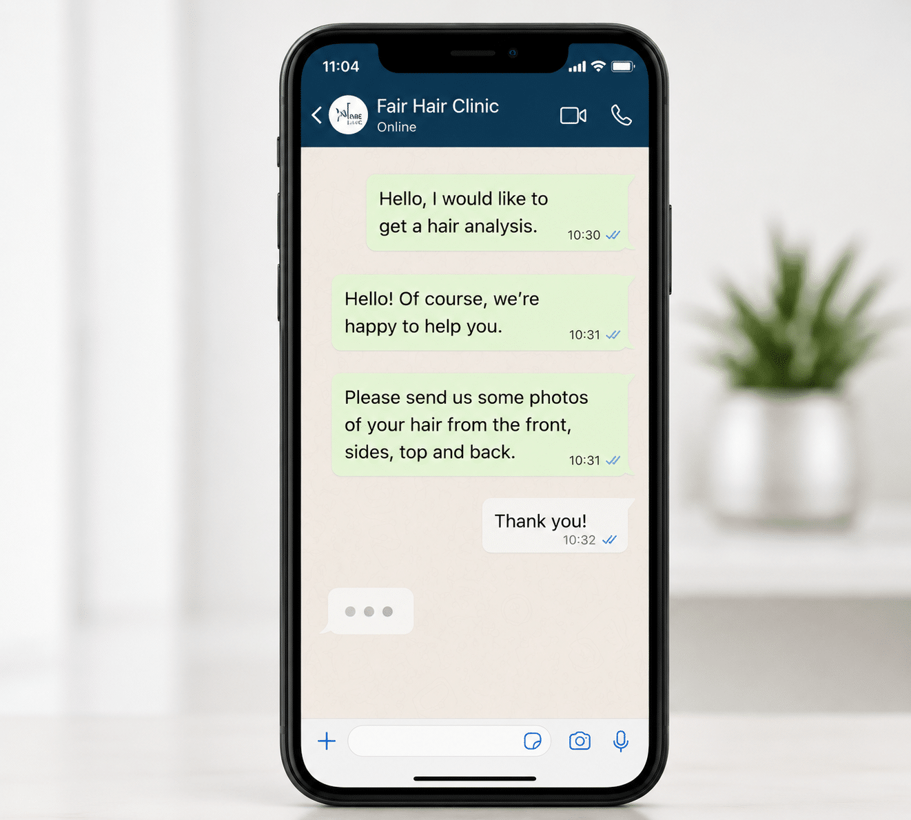 Fair Hair Clinic WhatsApp consultation