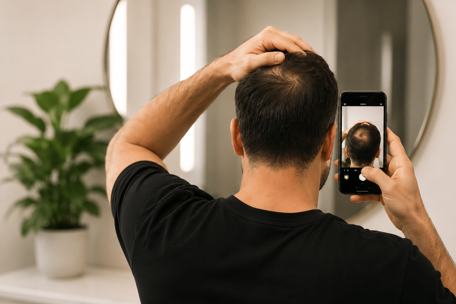 Patient taking photos for a hair analysis